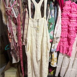 Jaded Gypsy Cream eyelet Overalls